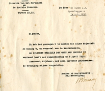 Brief over het toekennen van een ereteken, Brussel, 1954