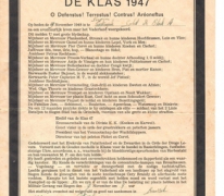 Afscheidsbrief na afloop van legerdienst, Oosterzele, 1948