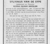 Bidprentje van Sylvinus Van De Sype, Balegem, 1946
