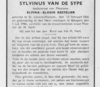 Bidprentje van Sylvinus Van De Sype, Balegem, 1946
