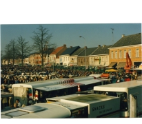 Houtem Jaarmarkt gezien vanuit de kerk, Sint-Lievens-Houtem, 1989