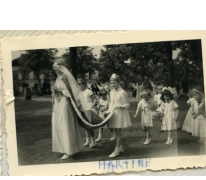 Schoolkinderen in processie, Sint-Lievens-Houtem, 1960-1962