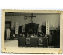 Missietentoonstelling in studiezaal, Sint-Lievens-Houtem, 1947