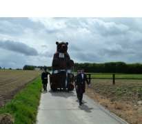 Reuzenbeer Maarten op weg naar de Sint-Jozefschool, Vlierzele, 2014