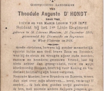 Bidprentje Theodule Auguste D&#039;Hondt, Diksmuide, 1918
