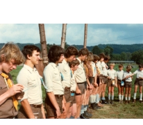 De leidingsformatie op kamp, Grandhan, 1980