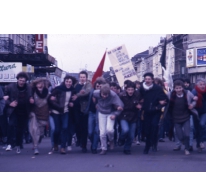 Leden chiro Melle op betoging, Brussel, 1982