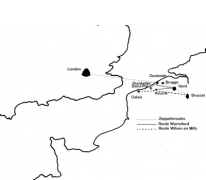 Route van de raid van 6 op 7 juni 1915