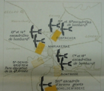 Kaart van de gevechtseskaders op de Duitse vliegvelden rond het Gentse, 1917