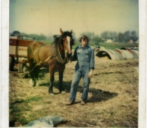 Onbekende aan paard en kar, Van Der Keere, Sint-Lievens-Houtem, jaren 1970
