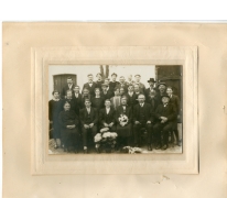 Groepsfoto huwelijk Eleuthère Steurbaut - Emma Van Bever, Oosterzele, 1925