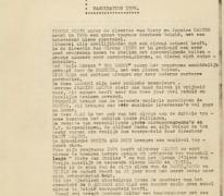 Brief waarin het programma van de tournée van 1976 van Circus Piste door België voorgesteld wordt