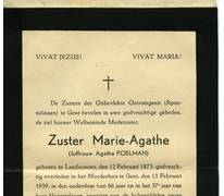 Doodsbrief zuster Marie-Agathe, 1939