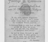 Herinneringsprentje Pl.H. Communie Gilbert De Canck, Balegem, 07.04.1935