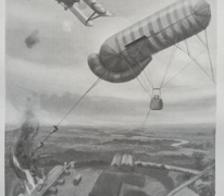 Luitenant Hawker bombardeert een Duitse Zeppelinloods te Gontrode, Gontrode, 19 april 1915