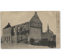 Door de Duitsers in brand gestoken huis, Kwatrecht, Melle, 1914-1918