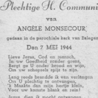 Herinneringsprentje  der Pl. H. Communie van Angèle Monsecour, Balegem, 1944