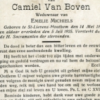 Bidprentje van Camiel Van Boven, St- Lievens- Houtem, 1925